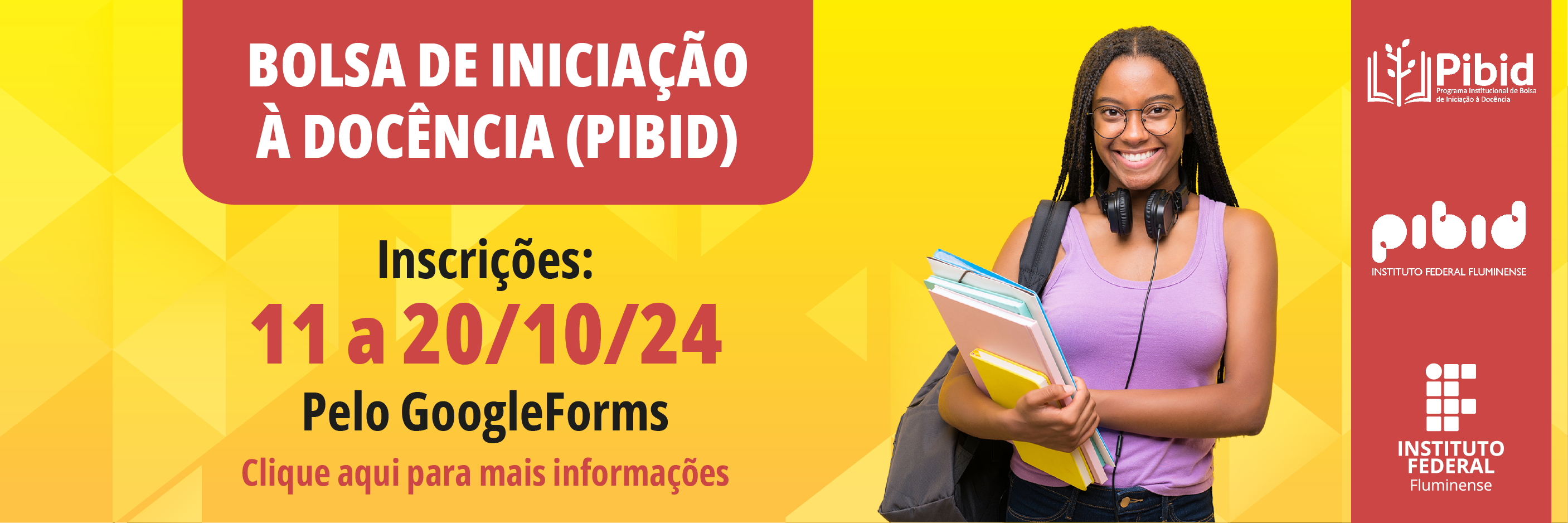 Bolsas são para estudantes dos campi Campos Centro, Cabo Frio, Macaé e Itaperuna. Prazo segue até 20 de outubro.