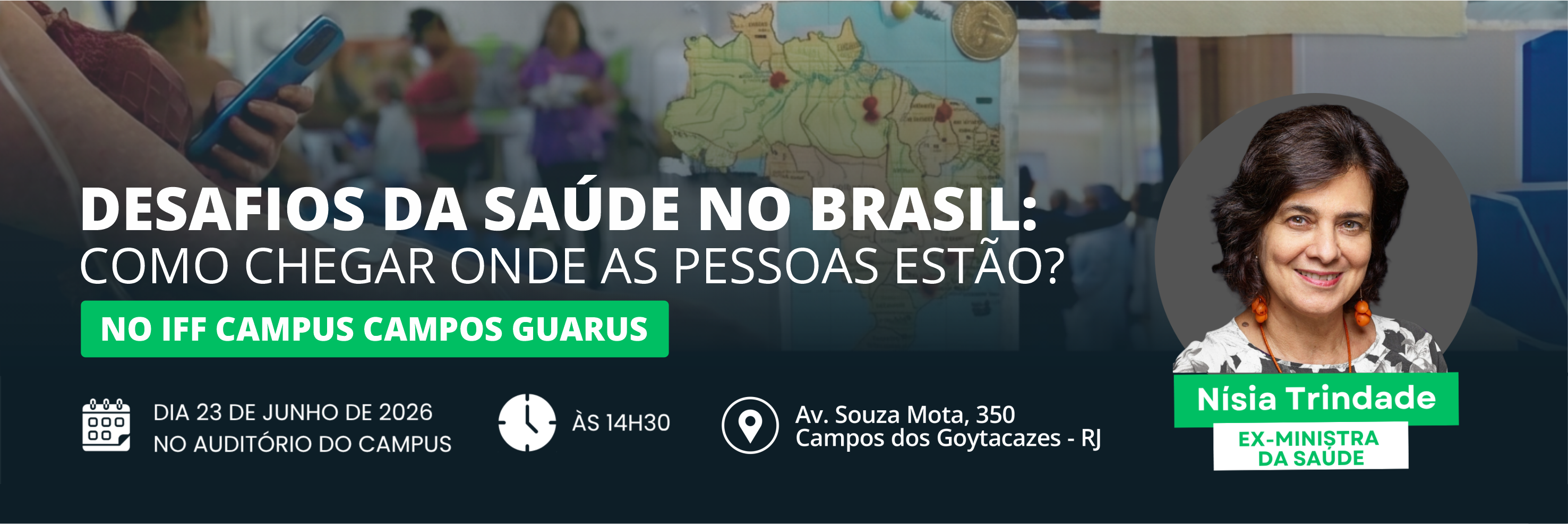 O evento será realizado no Campus Campos Guarus, com entrada gratuita, no dia 23 de junho de 2026, e promete ser um momento marcante e de inspiração para estudantes e interessados em geral.