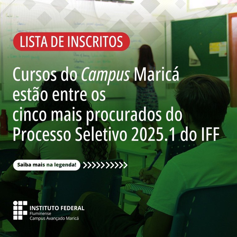 IFF Campus Maricá se destaca no Processo Seletivo 2025-1