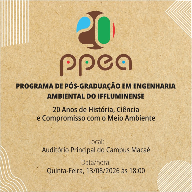 Programa de Pós-graduação em Engenharia Ambiental do IFF celebra 20 anos de existência