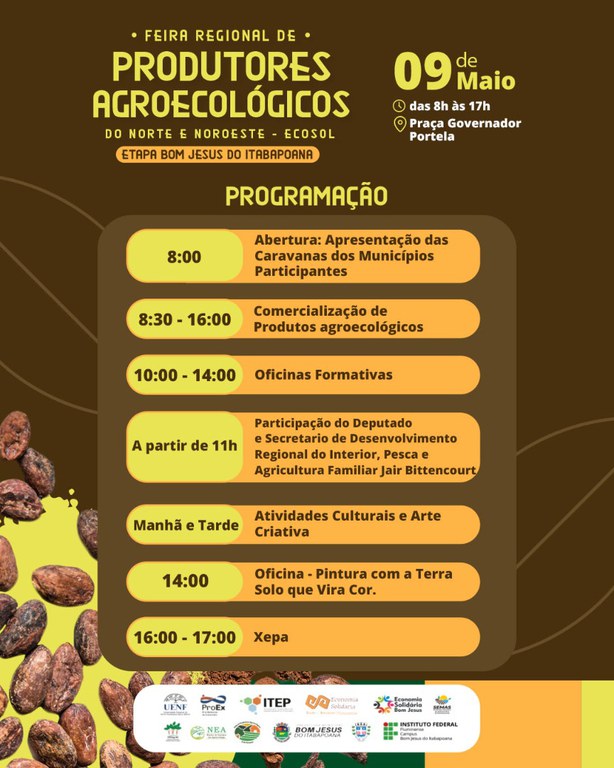 Feira regional de produtores agroecológicos programação