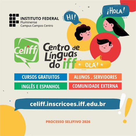 Inscrições abertas até 13 de setembro para inglês e espanhol no Celiff