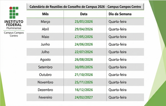 Arte com a composição do Conselho 2026/2028