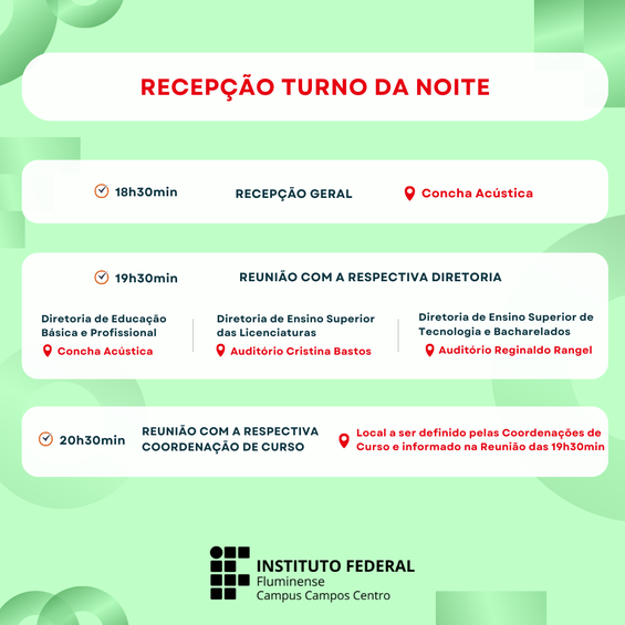 Acolhida aos novos estudantes noite