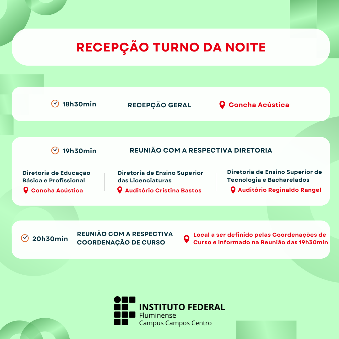 Acolhida aos novos estudantes noite