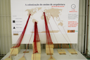 Maquete com gráfico que reflete a bibliografia atual do Curso de Arquitetura e Urbanismo (Foto: Raphaella Cordeiro)