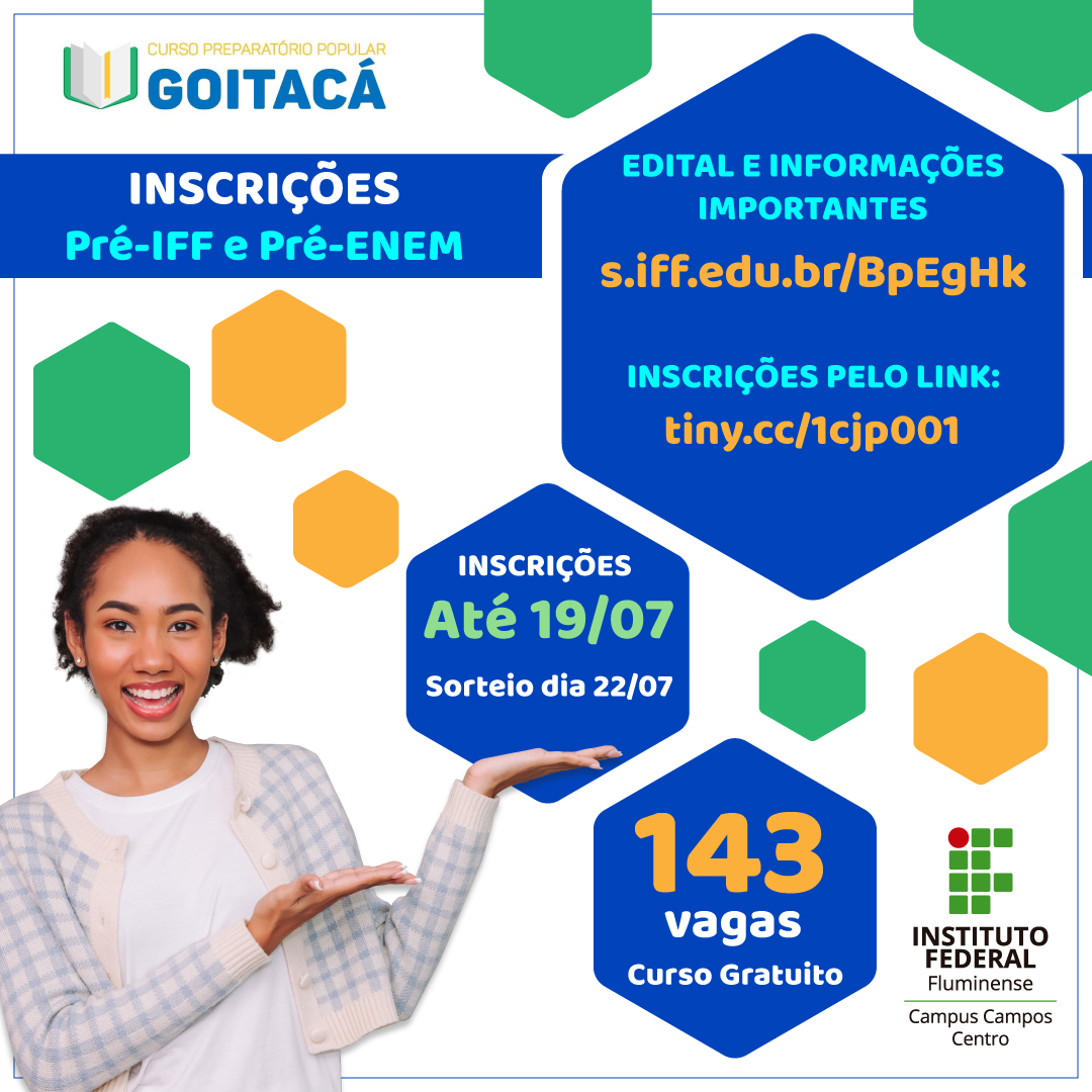 Inscrições abertas para turmas de Pré-IFF e Pré-Enem