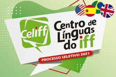 O Celiff irá oferecer no 1º semestre letivo de 2021 até 186 vagas em turmas de Inglês e Espanhol no IFF Campos Centro.
Arte: Raphaella Cordeiro 