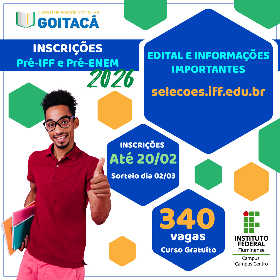 Inscrições abertas para turmas de Pré-IFF e Pré-Enem