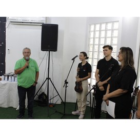 O professor Carlos Augusto Boynard, diretor-geral do campus, fez agradecimentos aos servidores e colaboradores e homenageou os estudantes (Fotos: Vitor Carletti/Ascom).