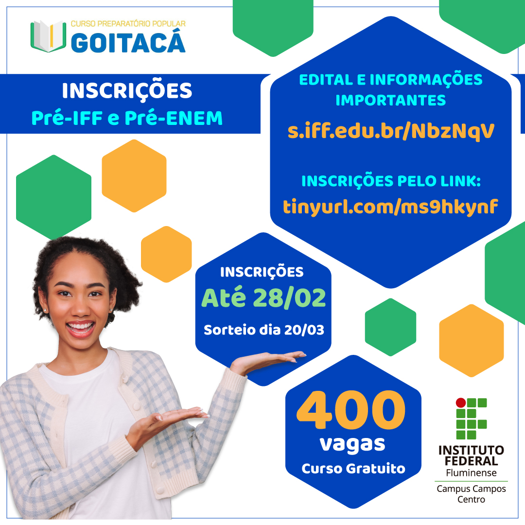 Inscrições prorrogadas para turmas de Pré-IFF e Pré-Enem