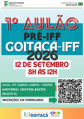 Os aulões serão ministrados em auditórios do Campus Campos Centro. Os aulões serão ministrados em auditórios do Campus Campos Centro.