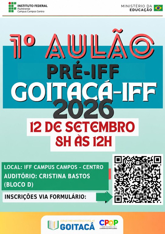 Os aulões serão ministrados em auditórios do Campus Campos Centro.