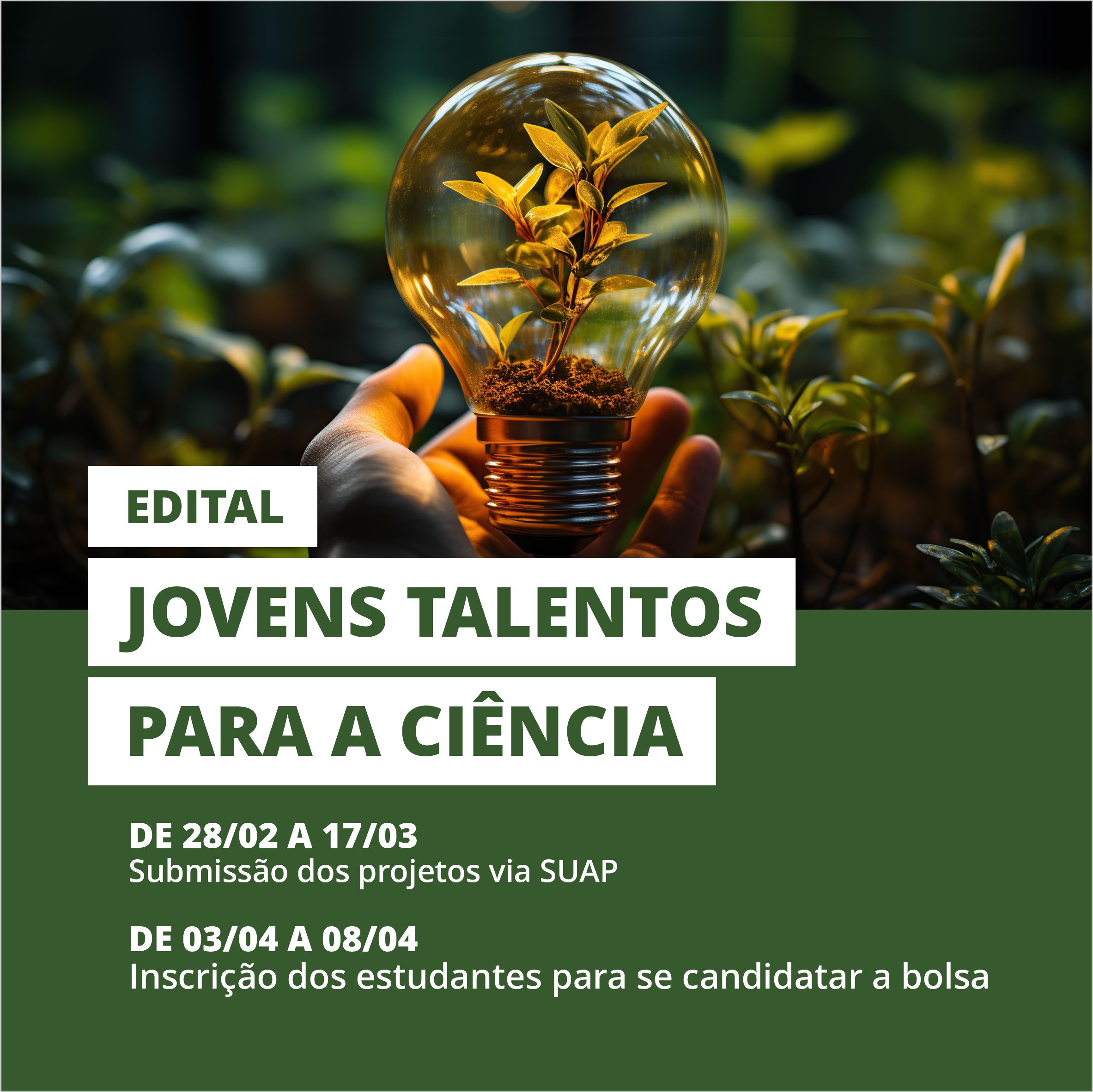 Inscrições de projetos no Programa Jovens Talentos para Ciência