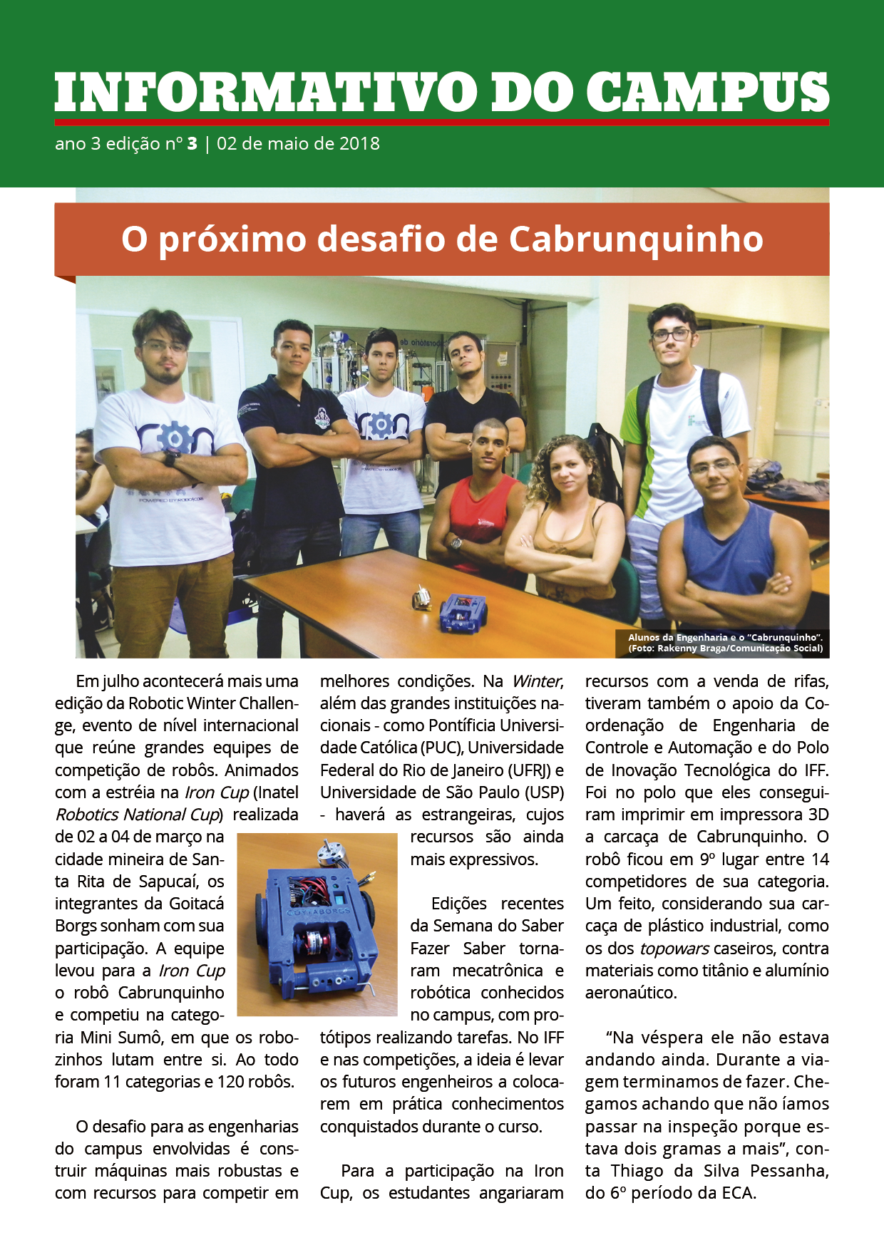 Edição de maio do Informativo impresso do Campus Campos Centro