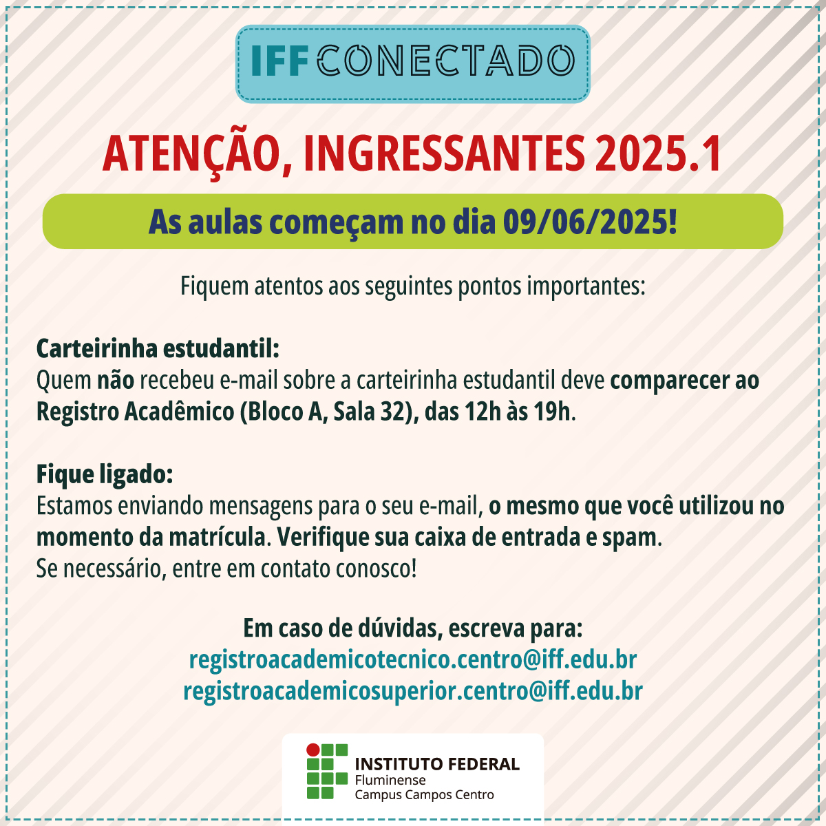 IFF Conectado - Informes para ingressantes 2025.1