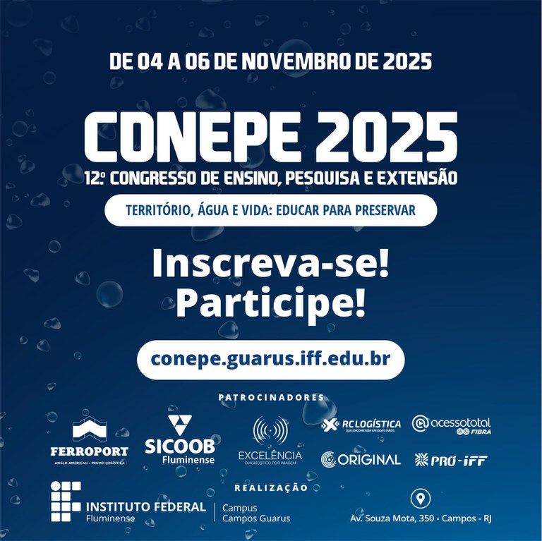CONEPE 2025 começa na próxima terça-feira no IFF Guarus com programação gratuita e apresentações culturais