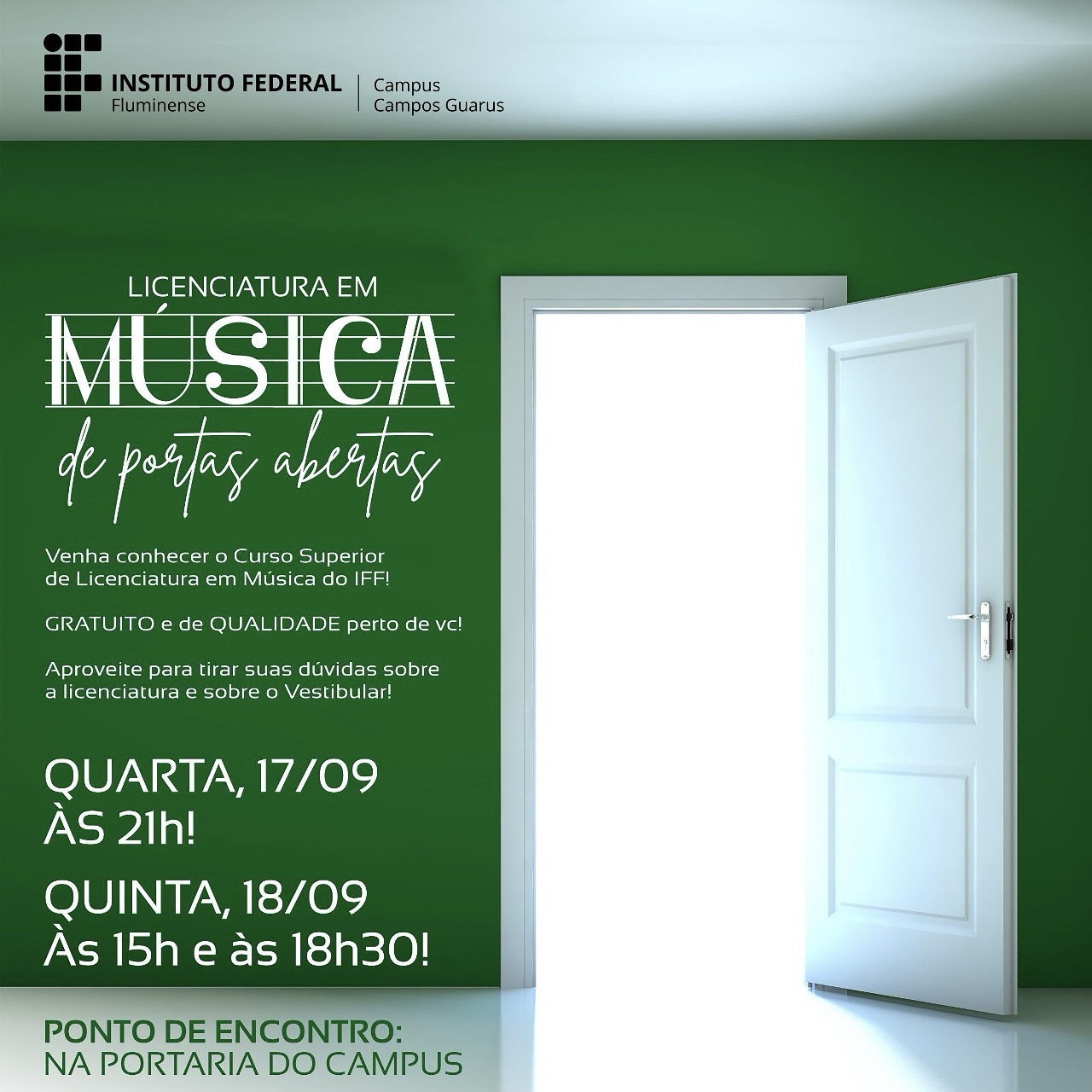 Curso de Licenciatura em Música promove ação “De Portas Abertas” no IFF Guarus