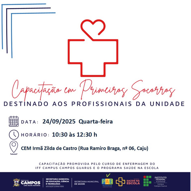 Estudantes de Enfermagem realizam capacitações em Primeiros Socorros em escolas municipais