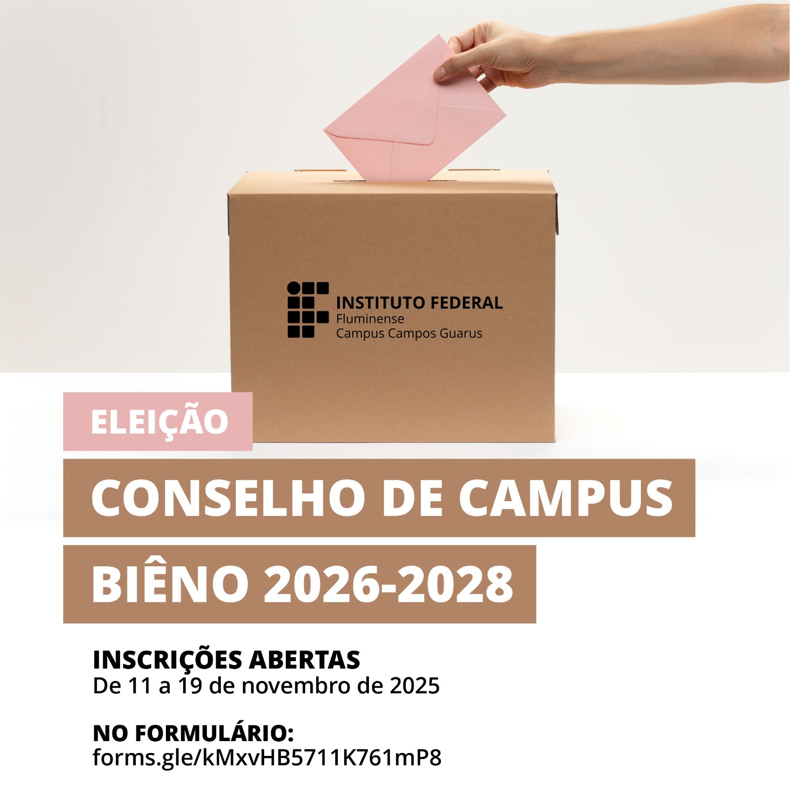 IFF Guarus abre inscrições para eleição dos representantes do Conselho de Campus – Biênio 2026-2028