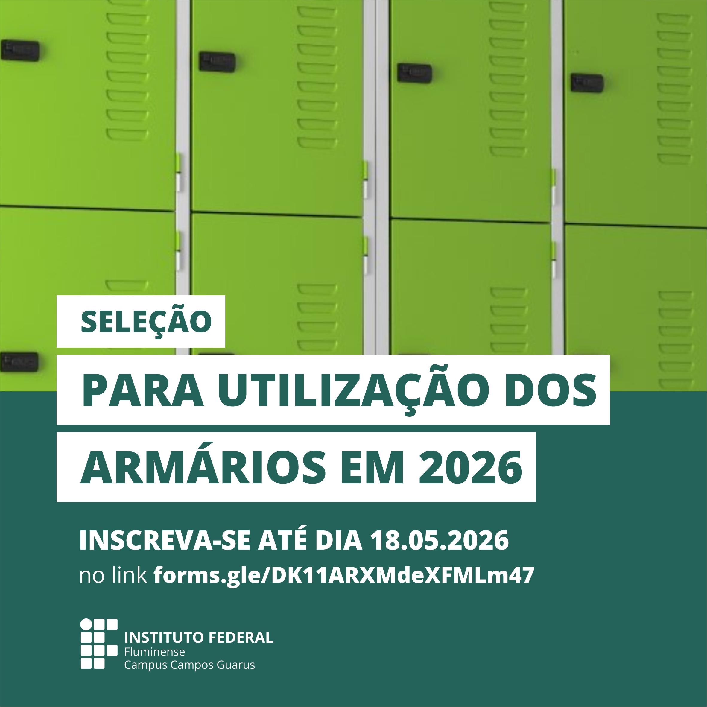 IFF Guarus abre inscrições para uso de armários estudantis em 2026