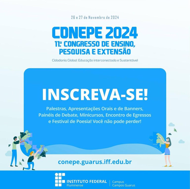 XI CONEPE será realizado nos dias 26 e 27 de novembro no IFF Guarus