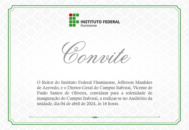 Convite inauguração do Campus Itaboraí