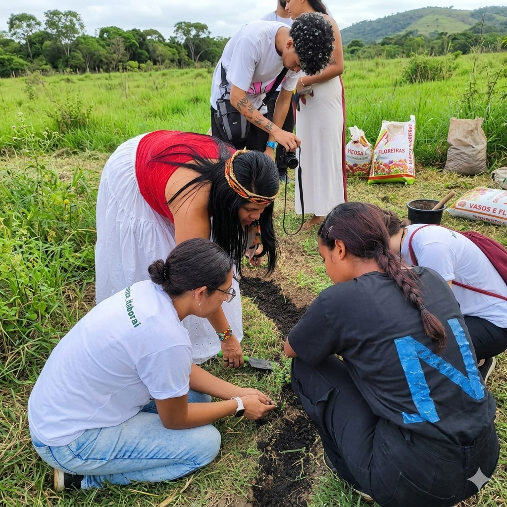 Momento do Plantio durante as Ações do Sábado Letivo