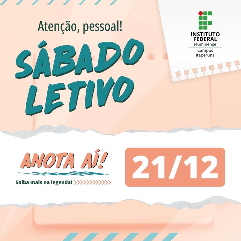 Sábado letivo de 21/12