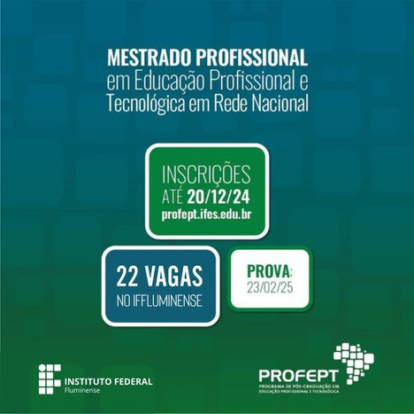 Inscrições abertas para Mestrado ProfEPT