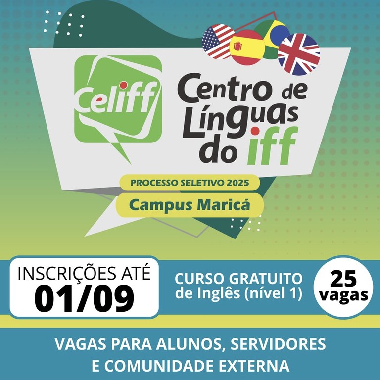 Celiff tem vagas no IFF Maricá