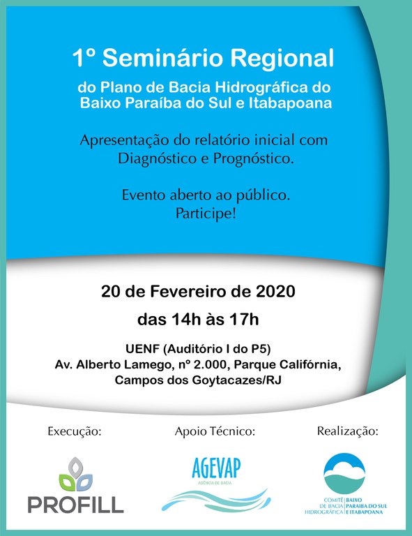Cartaz Seminário Regional do Plano de Bacia Hidrográfica do Baixo Paraíba do Sul e Itabapoana
