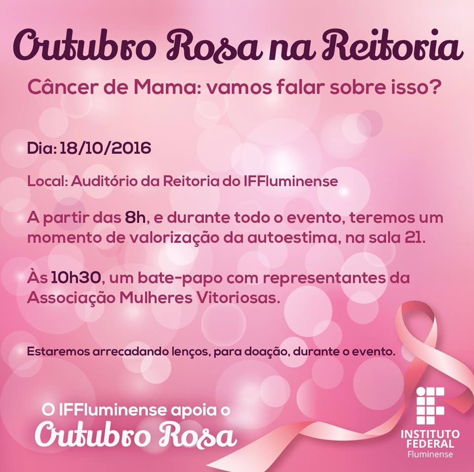 Convite Outubro Rosa na Reitoria