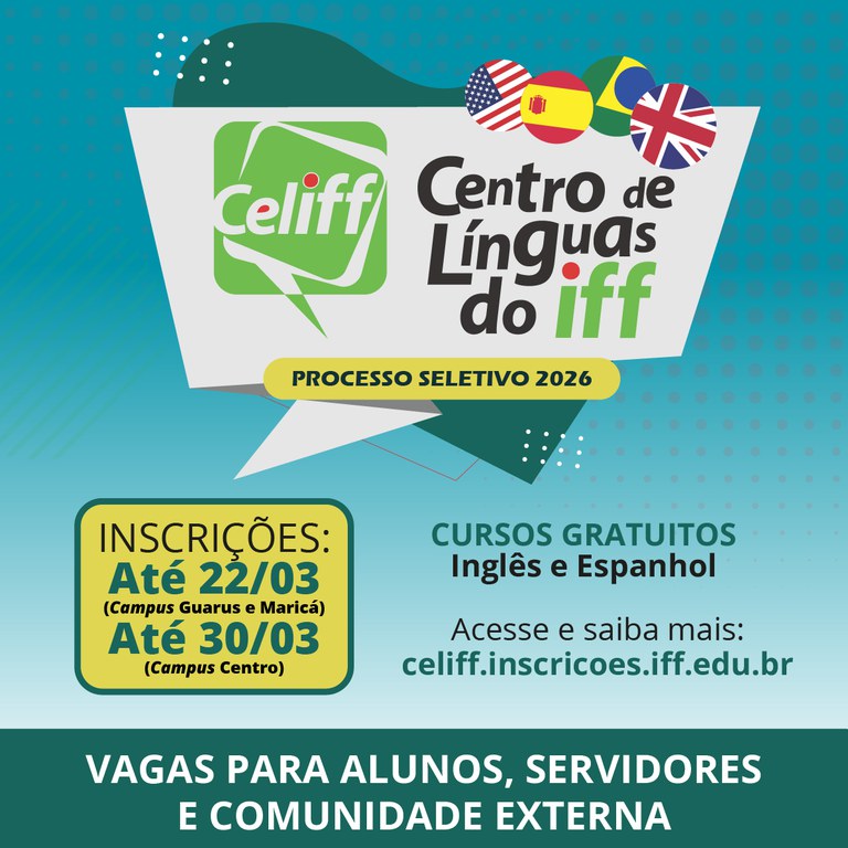 IFF abre inscrições para cursos gratuitos de Inglês e Espanhol