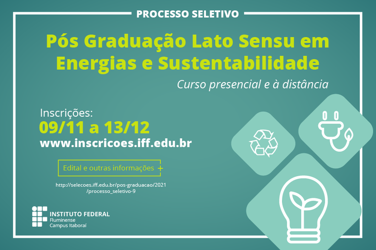 Processo Seletivo para Pós-graduação Lato Sensu em Energias e Sustentabilidade