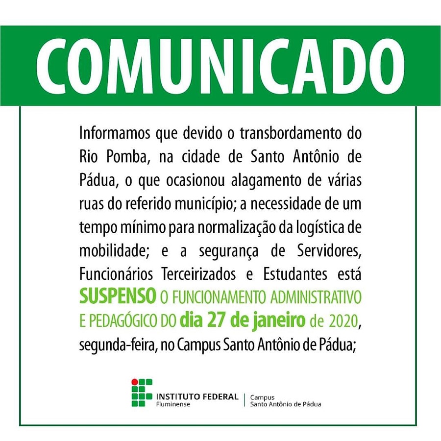 Comunicado do IFF Pádua