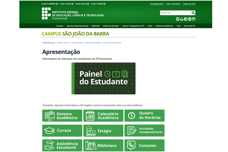 Campus São João da Barra reformula Painel do Estudante em seu Portal Institucional